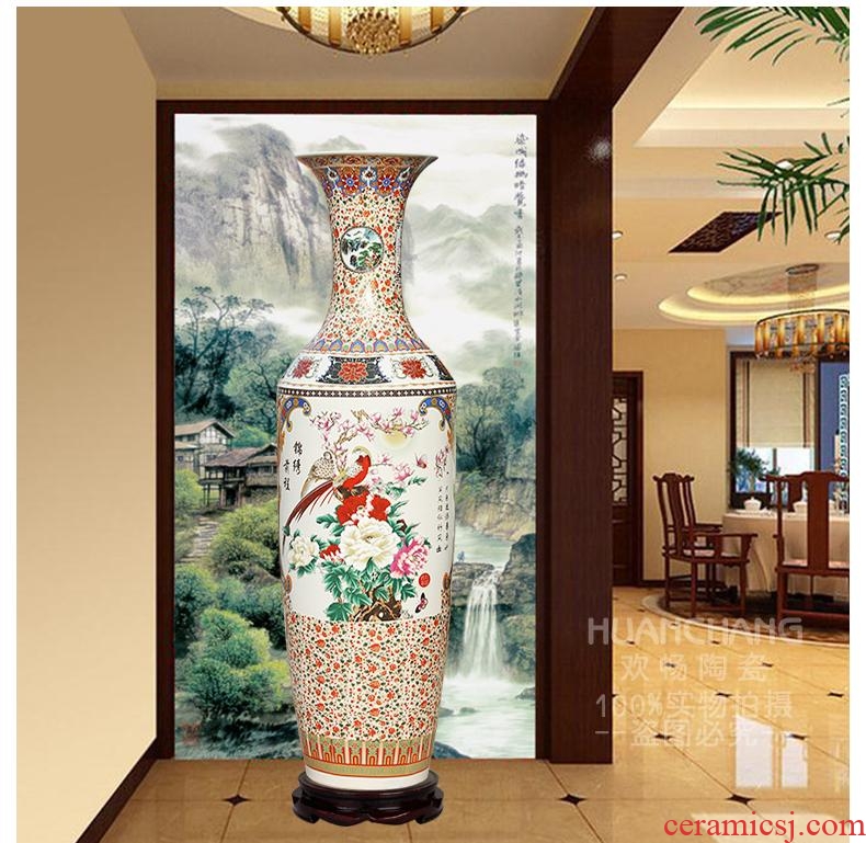 Jingdezhen ceramics three - piece vase furnishing articles flower arrangement of Chinese style porch decoration home decoration large sitting room - 12662327284