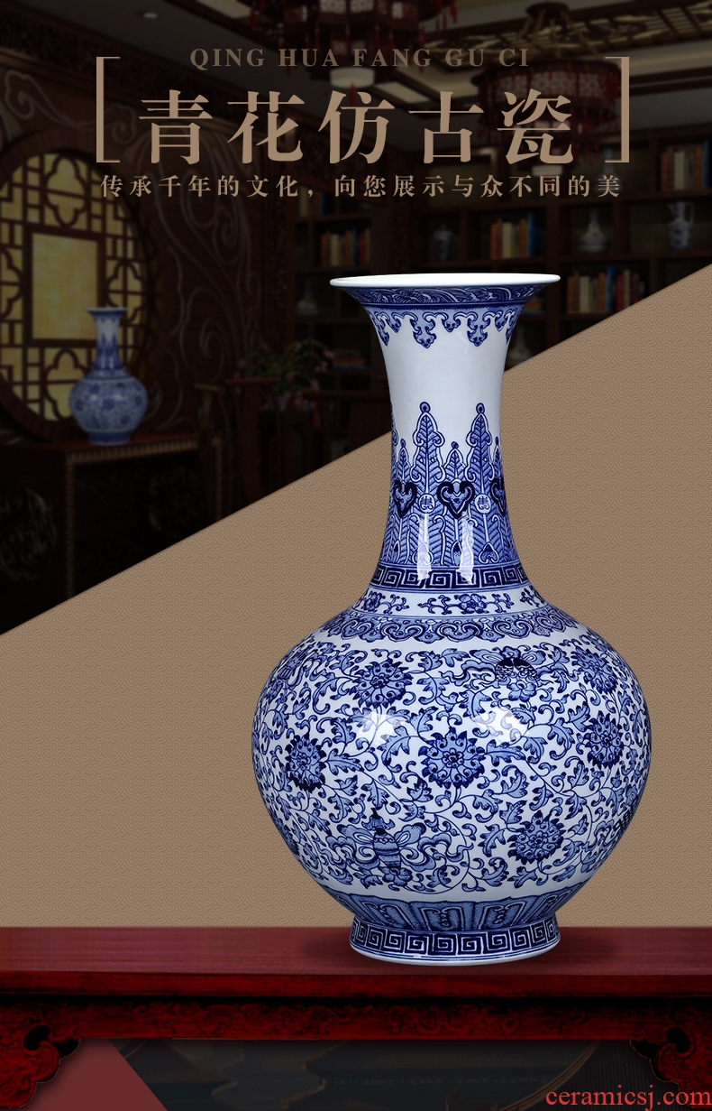 Jingdezhen ceramic vase of large sitting room dry flower decoration flower arranging furnishing articles of Chinese style restoring ancient ways pottery porcelain pot - 534440632422