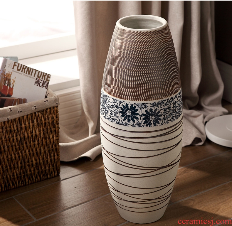 Jingdezhen chinaware bottle of archaize of large blue and white porcelain vase hotel sitting room adornment the company furnishing articles - 566221312448