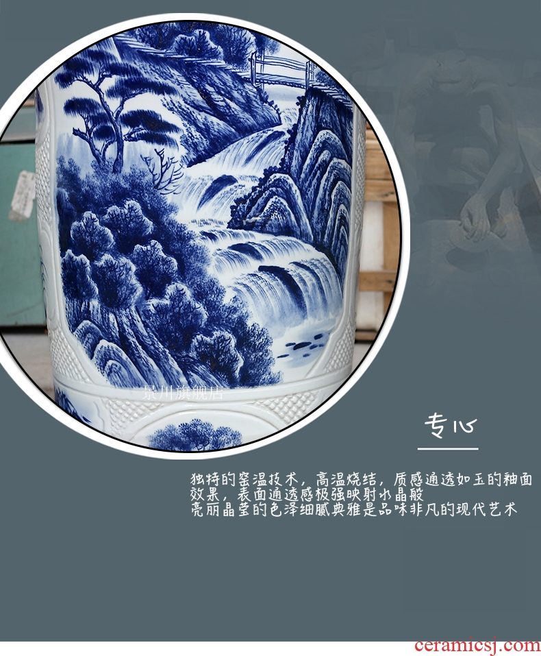 Jingdezhen ceramics large hand - made vase wucai landscape bright future landing stateroom decorative furnishing articles - 529601433982