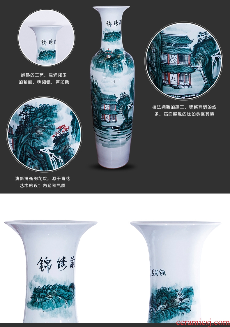 Jingdezhen ceramic vase large landing hand - made jiangnan spring quiver hotel flower arrangement sitting room adornment furnishing articles - 561122692710