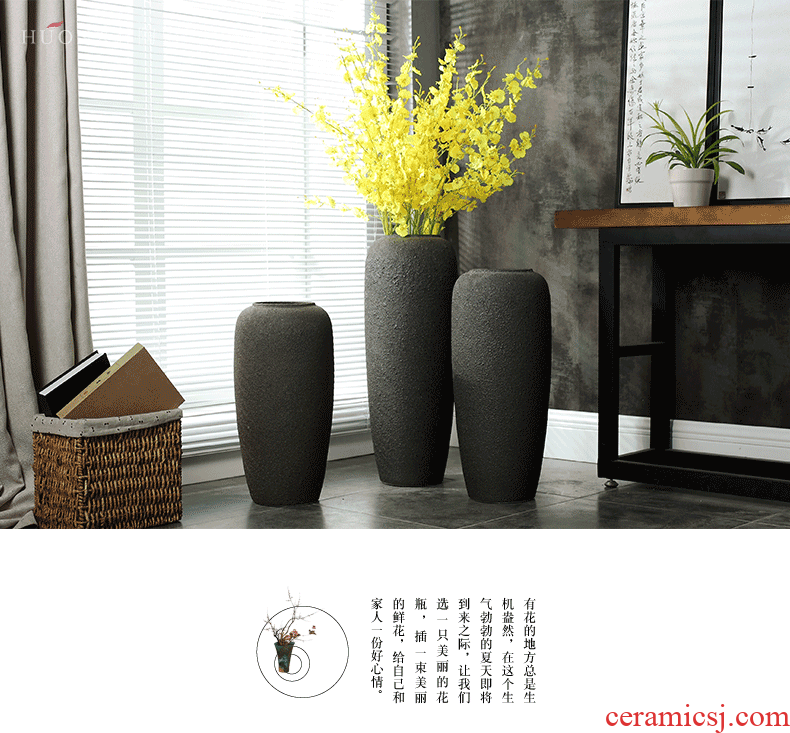 I and contracted creative ceramic extra - large ceramic sitting room hotel villa art vase landing simulation dried flowers - 573325786624