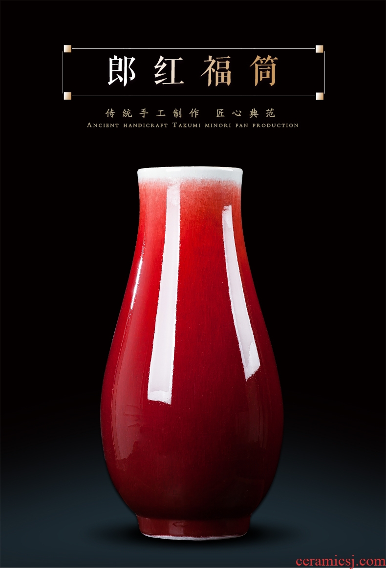 Jingdezhen ceramics powder enamel pine crane live idea gourd of large vases, modern Chinese style household crafts - 560938538139