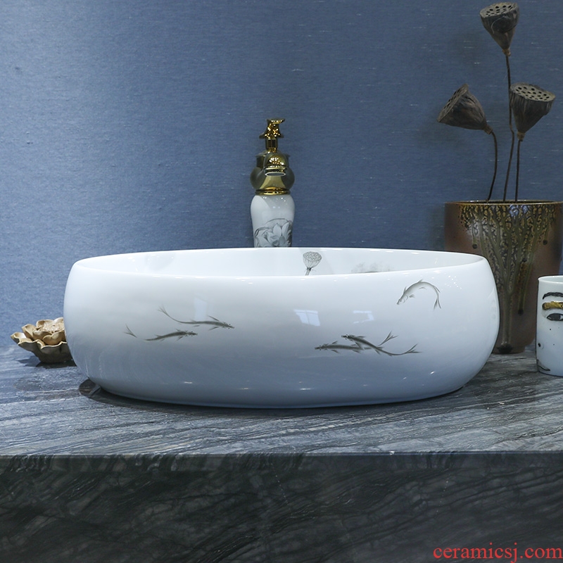 The Lavatory ceramic household toilet wash face basin oval stage basin size lavabo European art