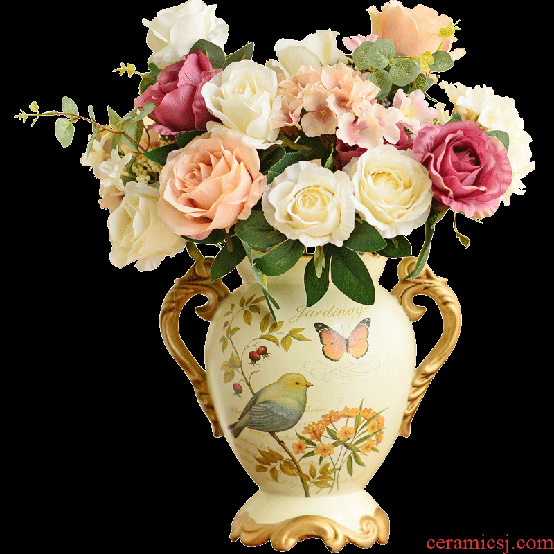 Murphy European rural ears big ceramic vase floral restoring ancient ways suit American creative sitting room place flower arrangement