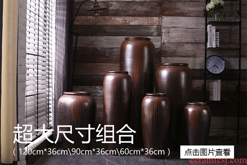 Jingdezhen ceramics landing big vase furnishing articles of new Chinese style household villa living room decoration decoration opening gifts - 548464682194