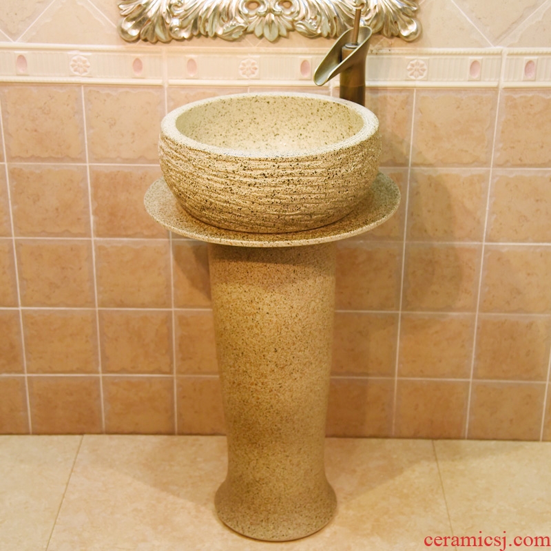 JingYuXuan ceramic art basin stage basin pillar lavabo three - piece frosted stage basin waist drum of rain flower stones