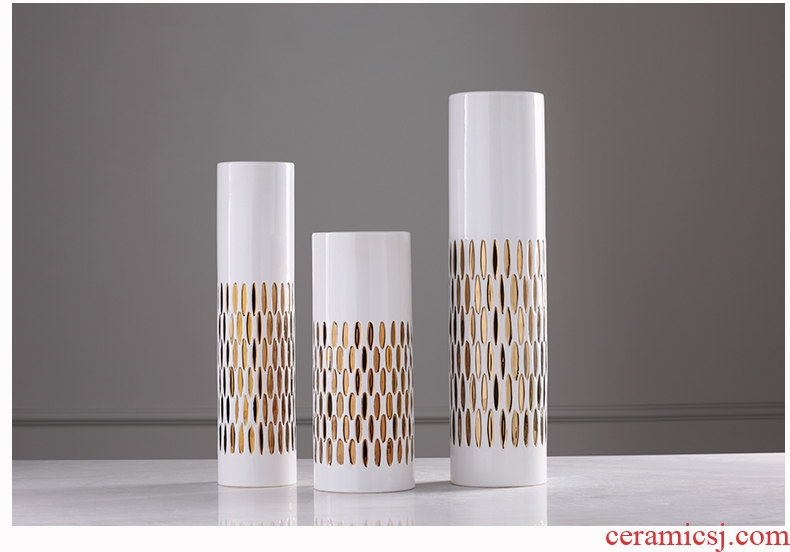 European modern lucky bamboo ceramic vases, large living room TV ark of dry flower arranging ground household adornment furnishing articles - 558779021220