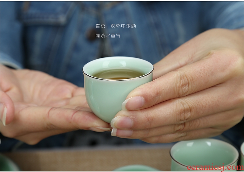 Friends are celadon ceramic dry tea tea sets tea tray was contracted a portable travel kung fu tea set the happiness