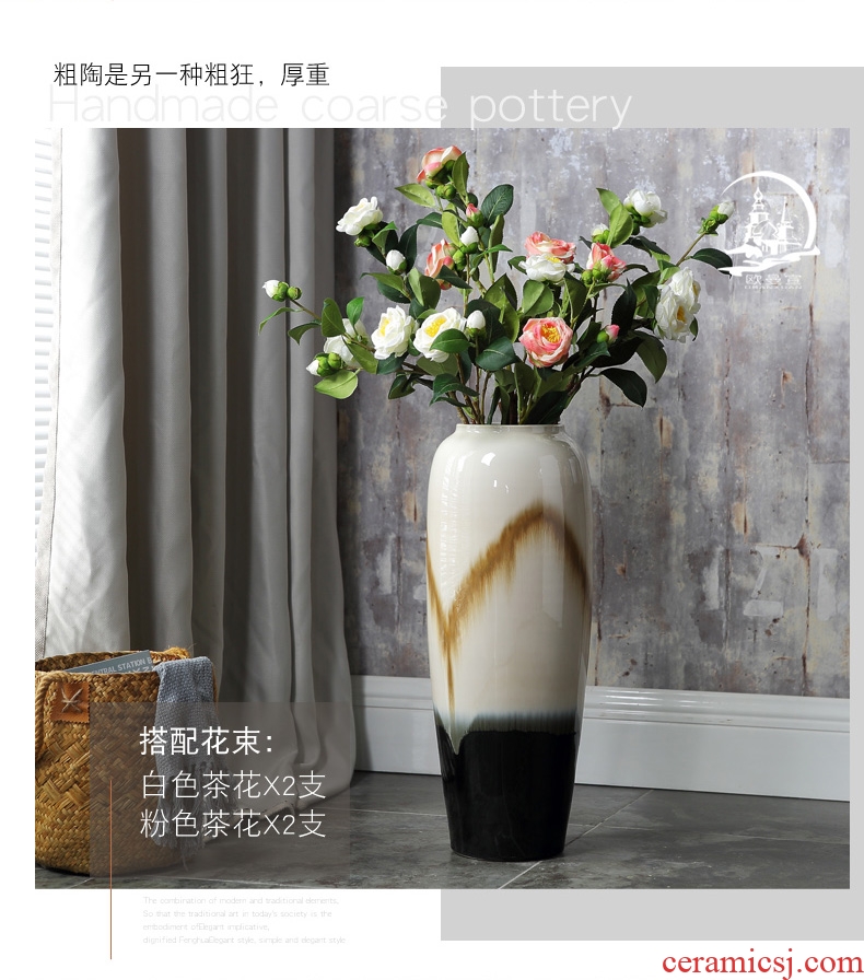 European vase furnishing articles ceramic sitting room large flower arranging creative home TV ark, vase ground adornment table - 569562031184