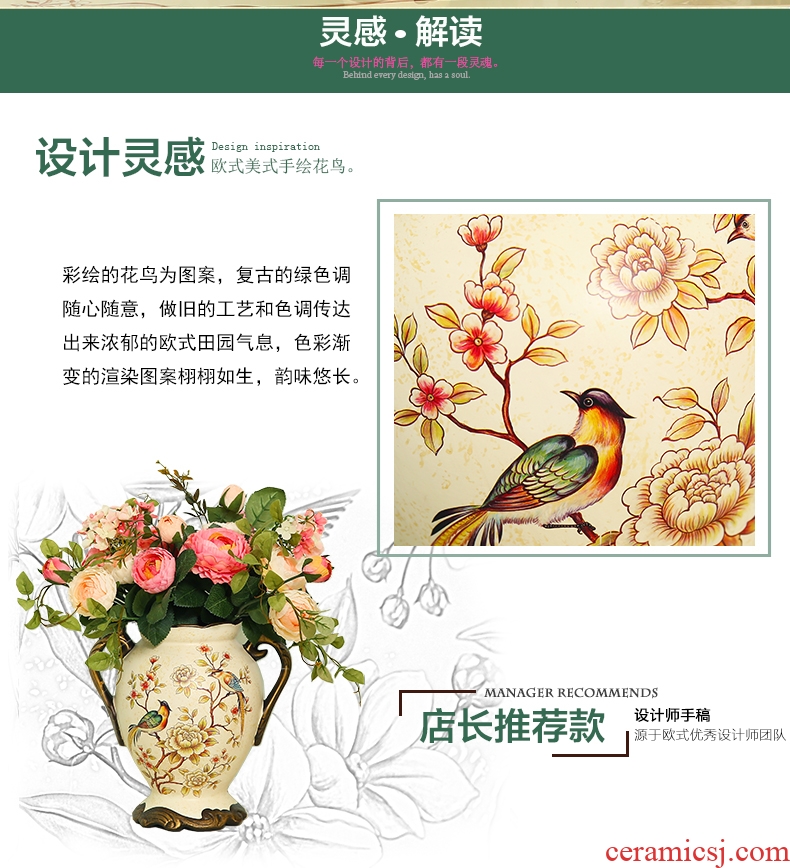 Jingdezhen ceramics famous hand - made enamel vase furnishing articles large sitting room porch decoration of Chinese style household - 569096215078