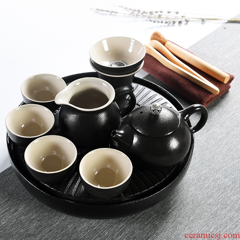 Beauty cabinet Japanese domestic large tea tray full ceramic tea set tea storage type dry small tea saucer kung fu
