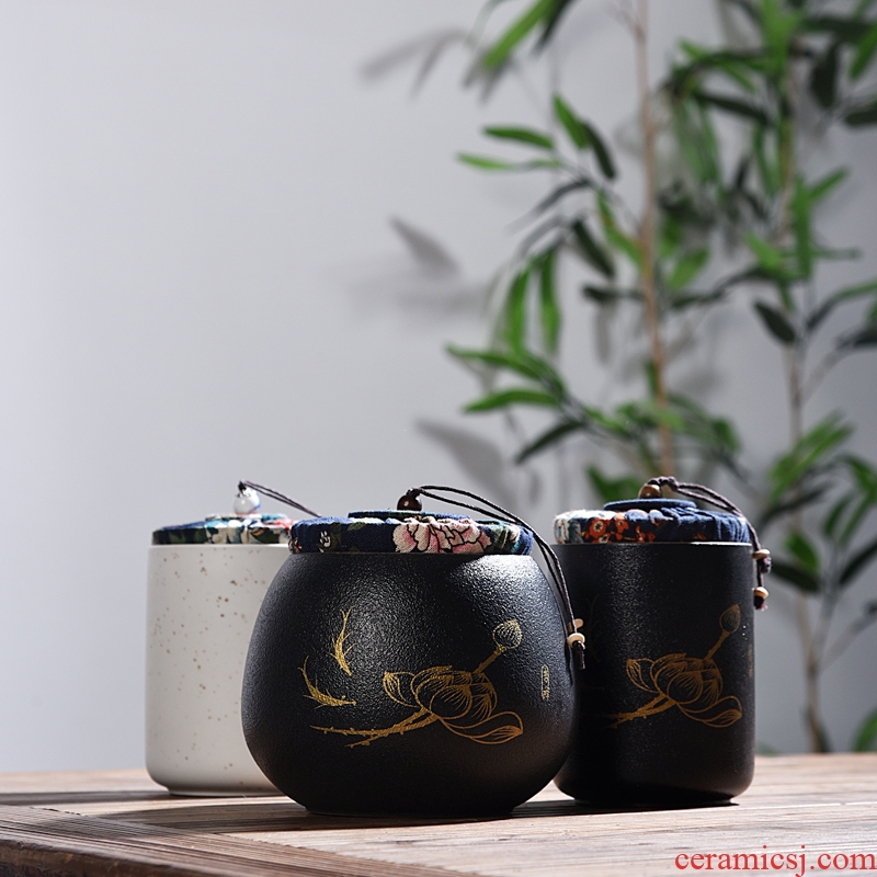 Quiet life black pottery tea pot seal pot of pu 'er tea green tea POTS white porcelain ceramic storage tanks