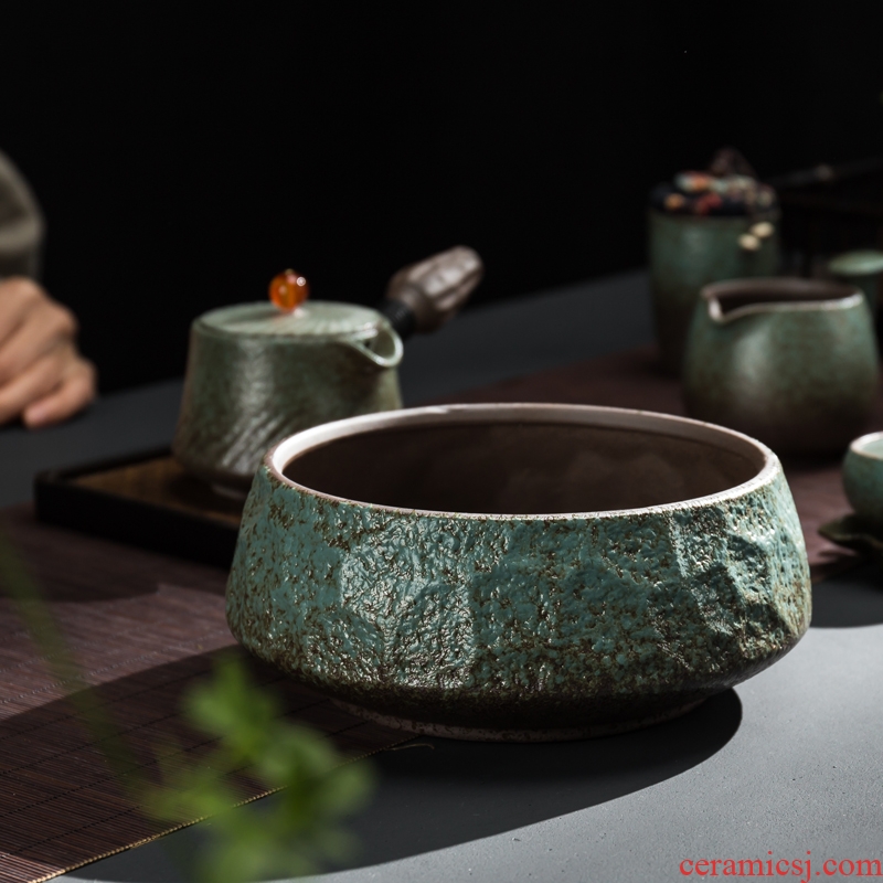 Passes on technique the up ceramic large coarse pottery tea wash in hot water jar cups to wash the black pottery cylinder Japanese kung fu tea tea accessories