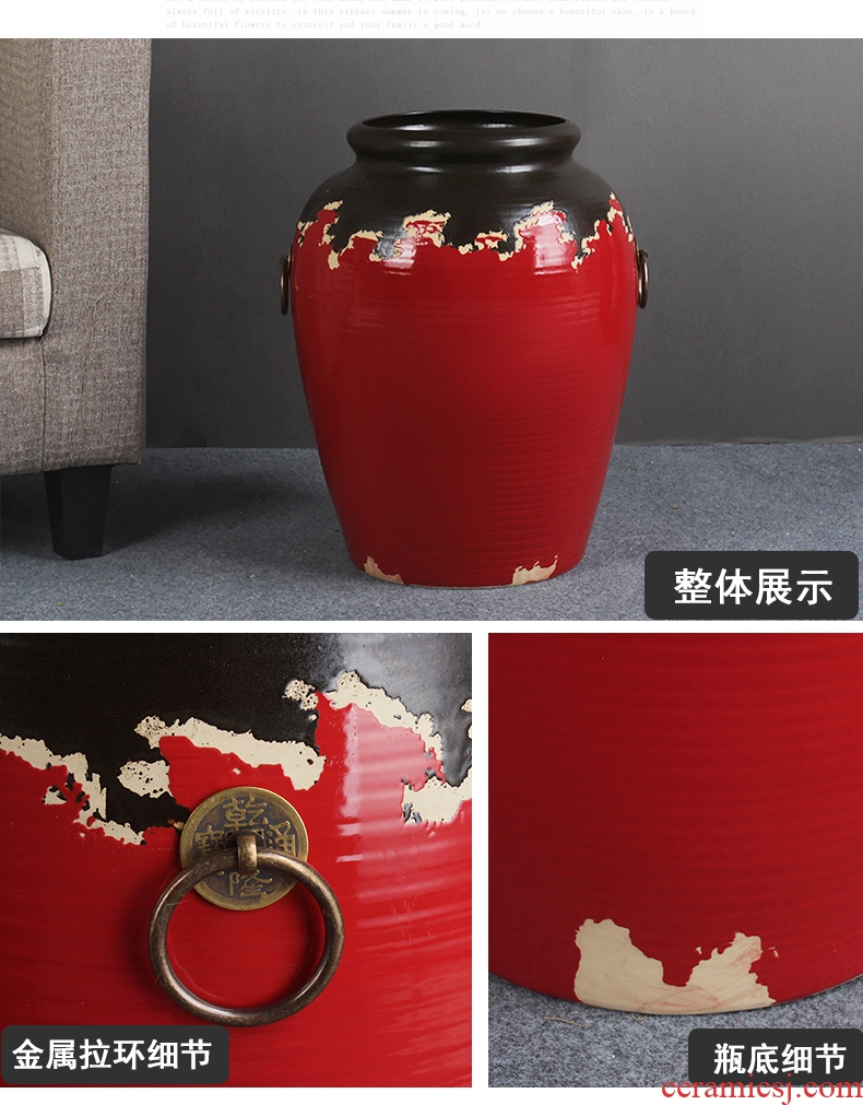 Jingdezhen ceramics green glaze landscape painting and calligraphy tube quiver scroll sitting room place, the study of large cylinder vase - 556498847697
