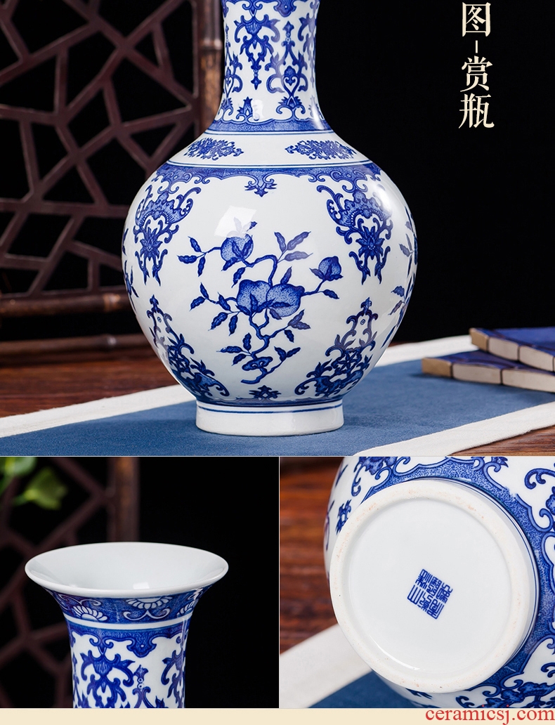 Jingdezhen ceramics antique blue and white porcelain vases, flower, modern home sitting room TV ark, crafts