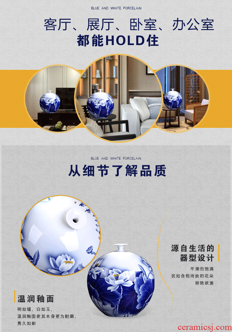 The Master of jingdezhen big hand - made ceramic vase furnishing articles large sitting room be born heavy flower arranging blue and white porcelain vase - 538388868369