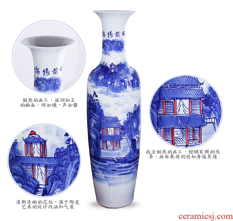 Jingdezhen ceramic Chinese red large sitting room adornment landing big vase European furnishing articles modern fashion - 570314585816