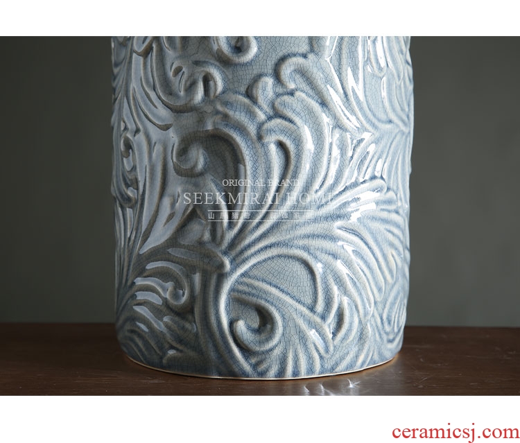 Modern European style show the sitting room adornment large vases, ceramic vase floral outraged to restore ancient ways of carve patterns or designs on woodwork embossment straight bottle - 549321624976