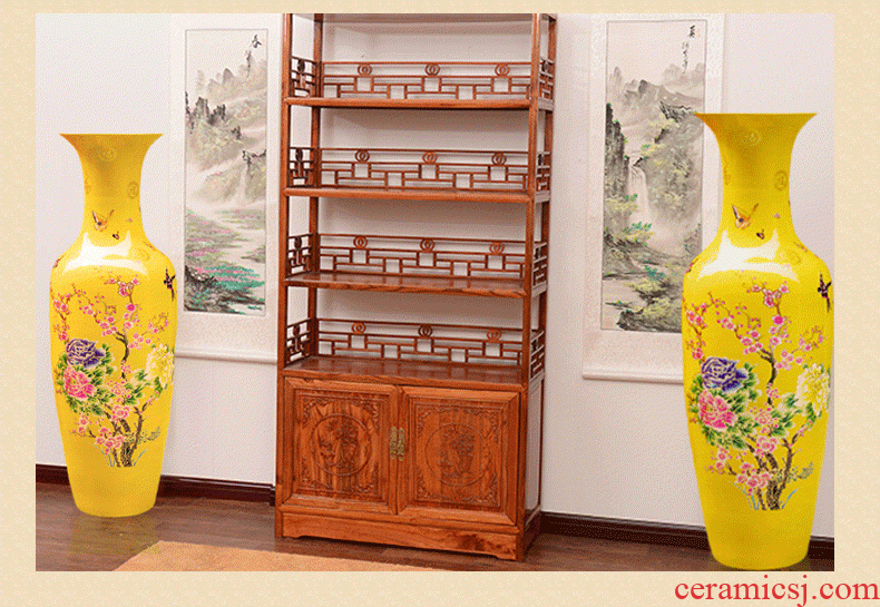 Jingdezhen ceramics furnishing articles sitting room flower vase hand - made scenery of new Chinese style household decoration large TV ark - 19732975058