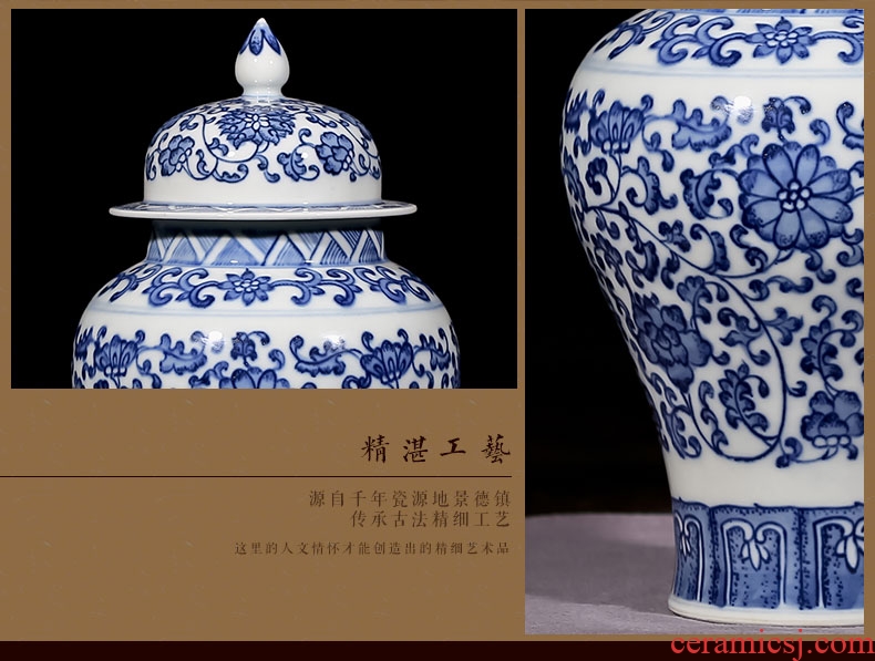 Jingdezhen ceramic new Chinese style of the big vase landing simulation dry flower arranging I and contracted sitting room porch villa furnishing articles - 521647884270