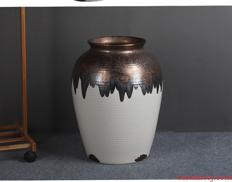 Jingdezhen ceramic vase of large sitting room flower arranging furnishing articles Nordic retro nostalgia contracted flowerpot golden years - 556635956570