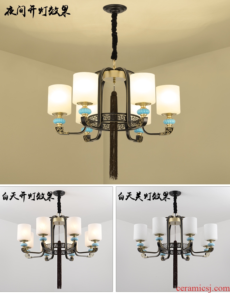 Jiao seven new Chinese style droplight sitting room light lamps and lanterns of I and contracted wind restoring ancient ways ceramic antique chandeliers China must take