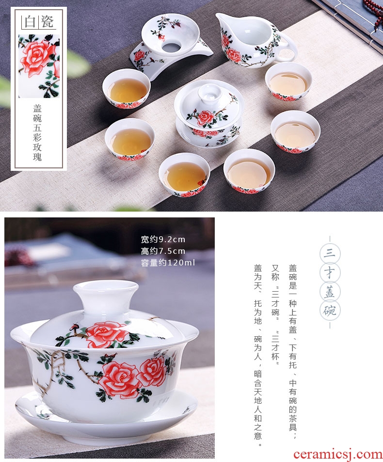 Ronkin kung fu tea set of blue and white porcelain of a complete set of household tureen hand - made ceramic teapot tea cups