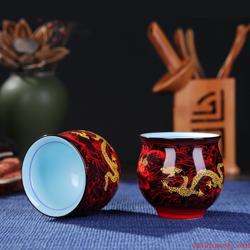 DH ceramic tea set suit household kung fu tea set contracted double - layer cup teapot a complete set of jingdezhen tea service