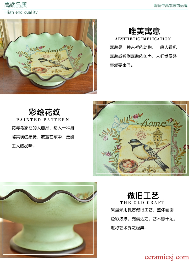 Murphy, restoring ancient ways of coloured drawing or pattern of European and American country ceramic fruit bowl creative modern fashionable sitting room dining - room dried fruit tray