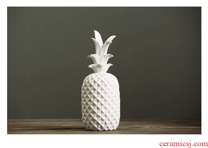 【 for 】 pineapple furnishing articles matte white ceramic soft adornment ornament adornment of contemporary and contracted sitting room wine