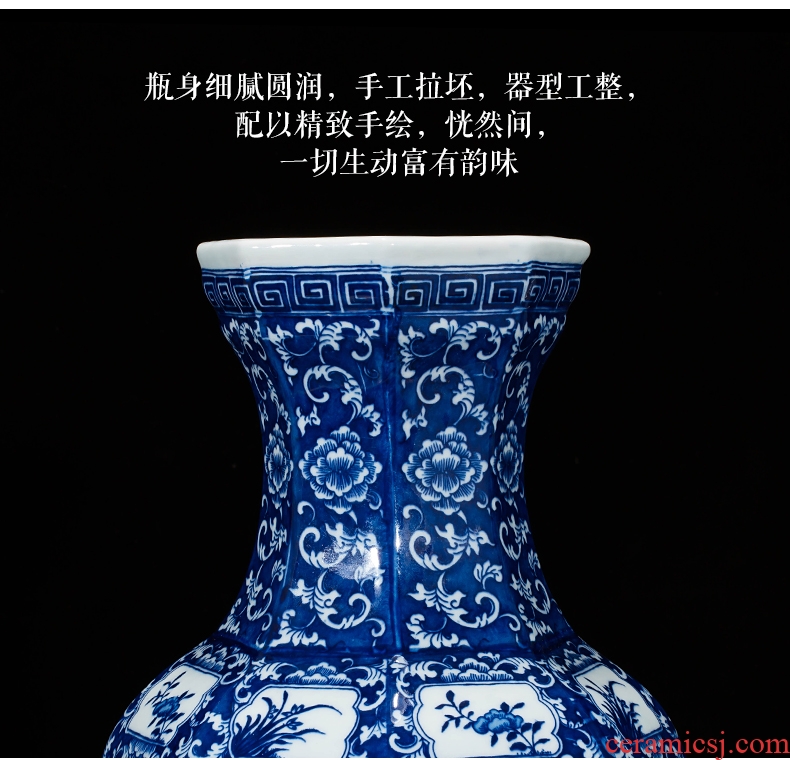 Contracted and I jingdezhen ceramic dry flower of large vase restoring ancient ways furnishing articles sitting room flower arranging flowers, checking pottery - 560720890998