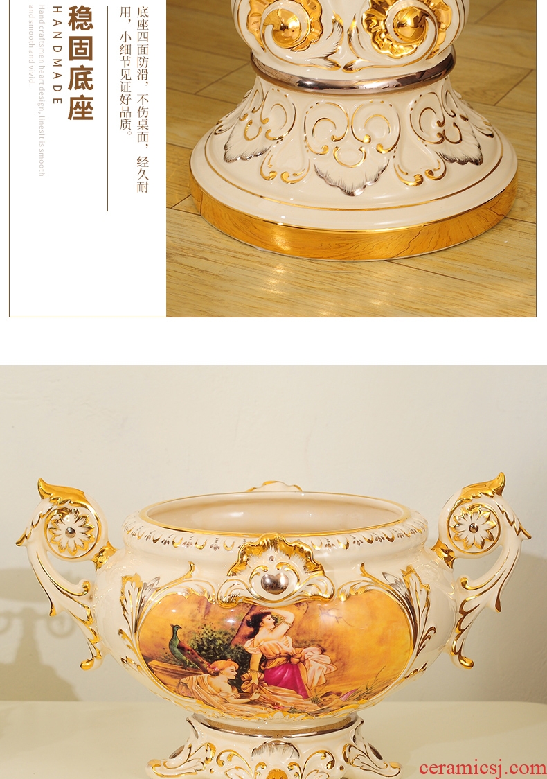 Jingdezhen ceramic vase furnishing articles sitting room ground dried flowers to decorate the courtyard villa large flower pot water tanks tank POTS - 569567226408