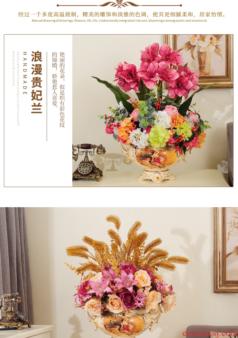 European ideas of jingdezhen ceramics of large vases, pottery flower arrangement sitting room hotel villa household soft adornment - 569567226408