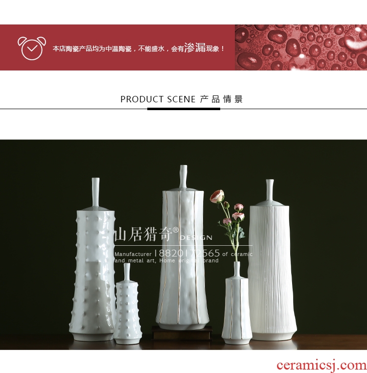 Jingdezhen ceramics beaming white vase vogue to live in high - grade gold straw handicraft furnishing articles - 569750214024