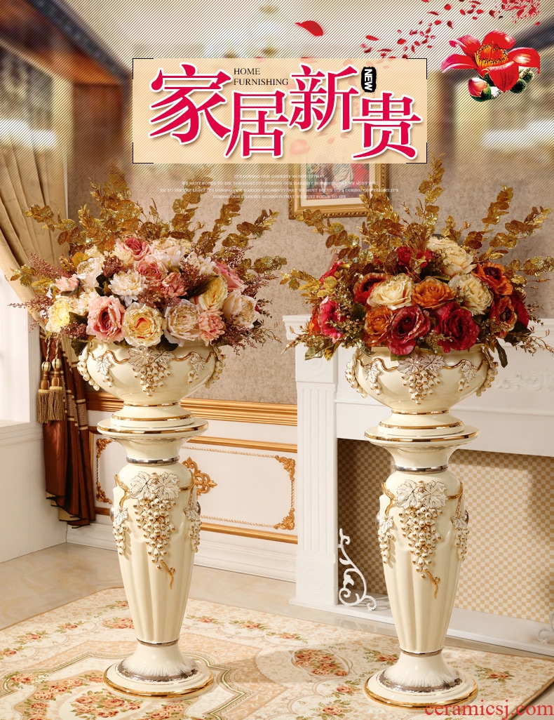 Jingdezhen ceramic floor large vases, flower arrangement sitting room dry flower is placed Chinese style restoring ancient ways is checking pottery pot - 569518563320