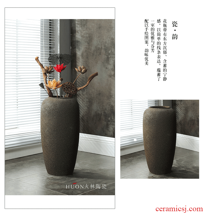 Jingdezhen I and contracted ceramic vases, flower arrangement sitting room place pottery aquarium ceramic cylinder landing large planter - 573325786624