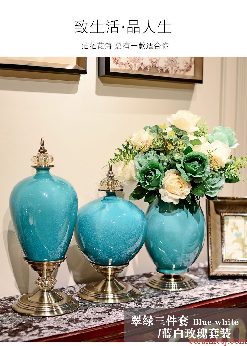 American light luxurious big ceramic vase furnishing articles sitting room flower arrangement table example room TV ark, household soft adornment - 570108712178