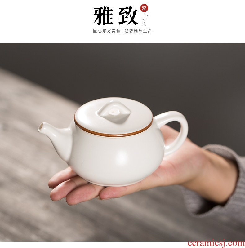 Goodall up with retro cloud white teapot set ceramic pot of domestic large kung fu tea set filter hole trumpet the teapot