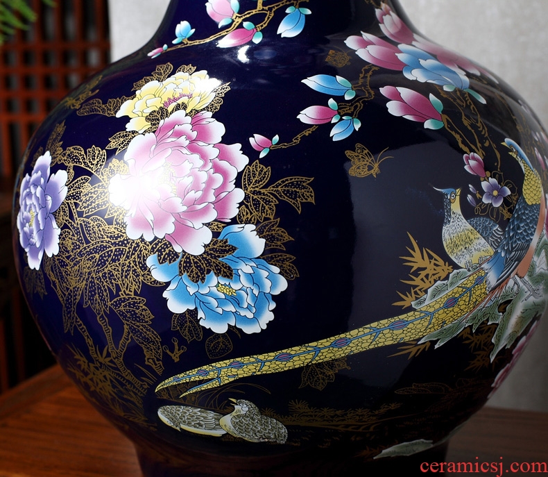 The New Chinese vase large dried flower adornment furnishing articles home sitting room ground of jingdezhen ceramic art hotel decoration - 557813972344