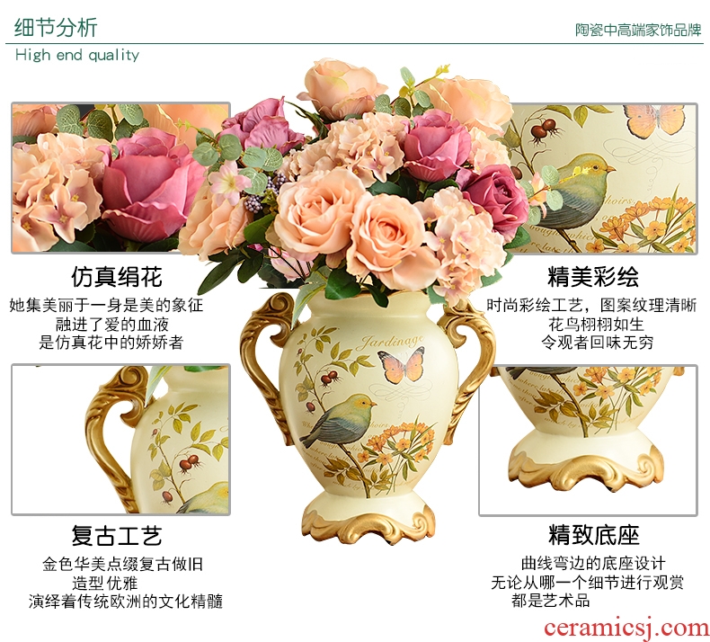 Jingdezhen ceramics three - piece vase furnishing articles flower arranging large Chinese style living room TV cabinet porch decoration - 548426353527