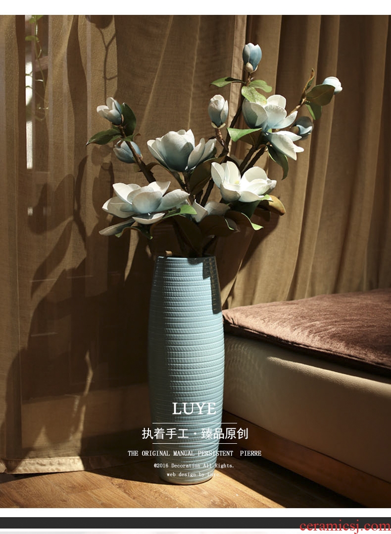 Jingdezhen ceramic big blue and white porcelain vase furnishing articles sitting room ground large flower arrangement home decoration to the hotel opening - 533961985720