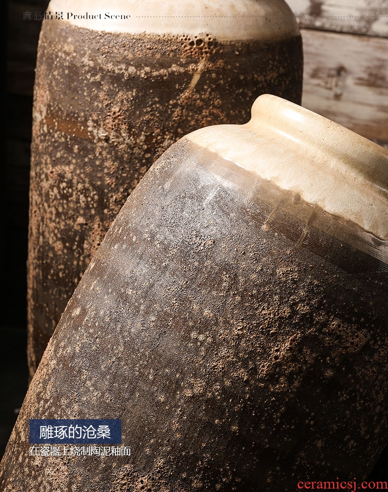 Jingdezhen ceramics hand - carved antique Chinese shadow blue glaze vase home furnishing articles large sitting room - 537400977032