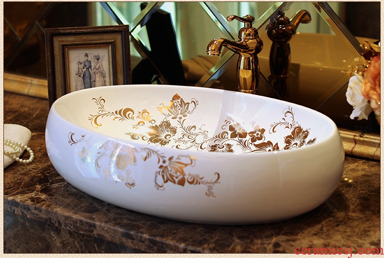 Jingdezhen ceramic increasing stage basin art square ellipse basin of I and contracted toilet of the basin that wash a face to wash your hands