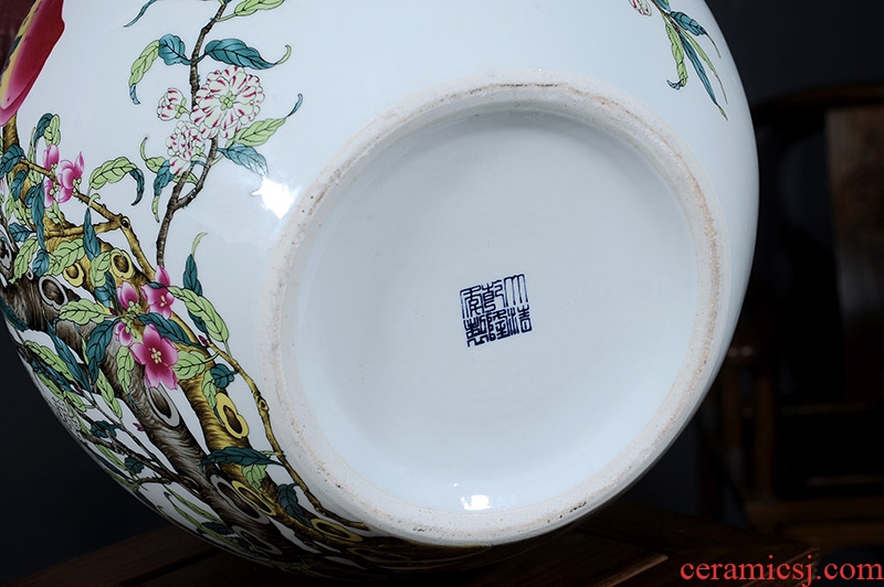 Jingdezhen ceramic small place antique blue - and - white sitting room big porcelain vase dried flower crafts rich ancient frame furnishing articles - 546748297926