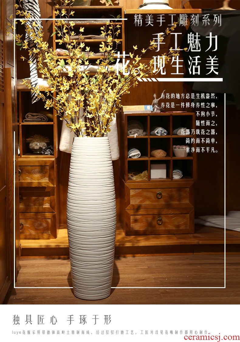 I and contracted land large white ceramic vase flower arranging dried flowers, creative home sitting room large adornment furnishing articles - 523364923090