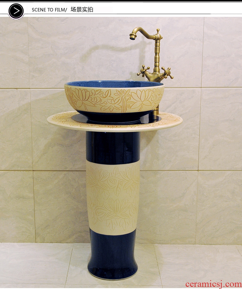Domestic toilet lavabo floor one - piece pillar basin balcony ceramic column type lavatory sinks