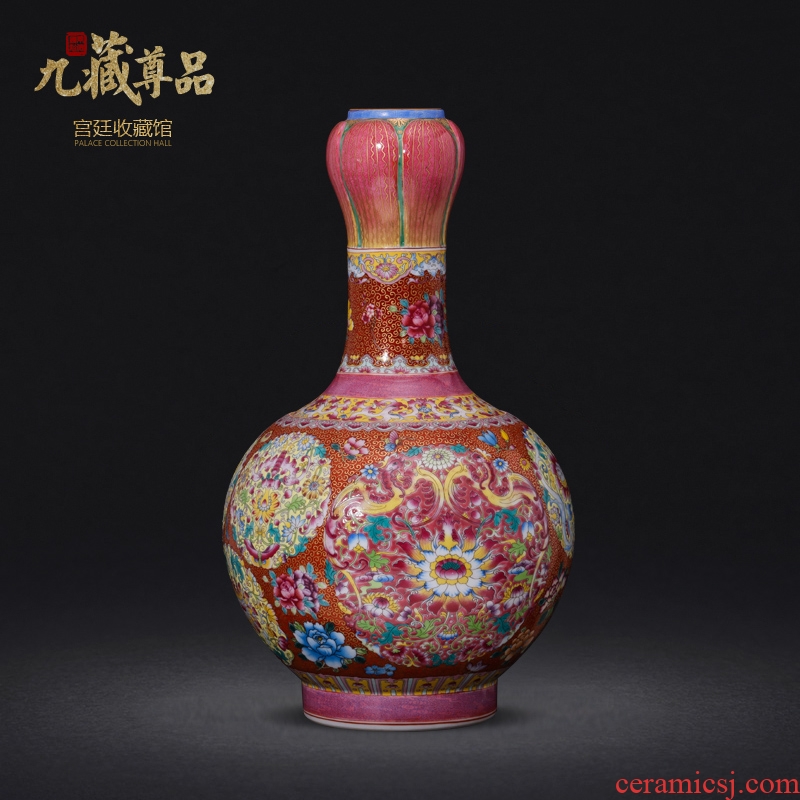 Jingdezhen ceramics imitation qing qianlong hand-painted paint powder enamel bottle collection sitting room home decoration