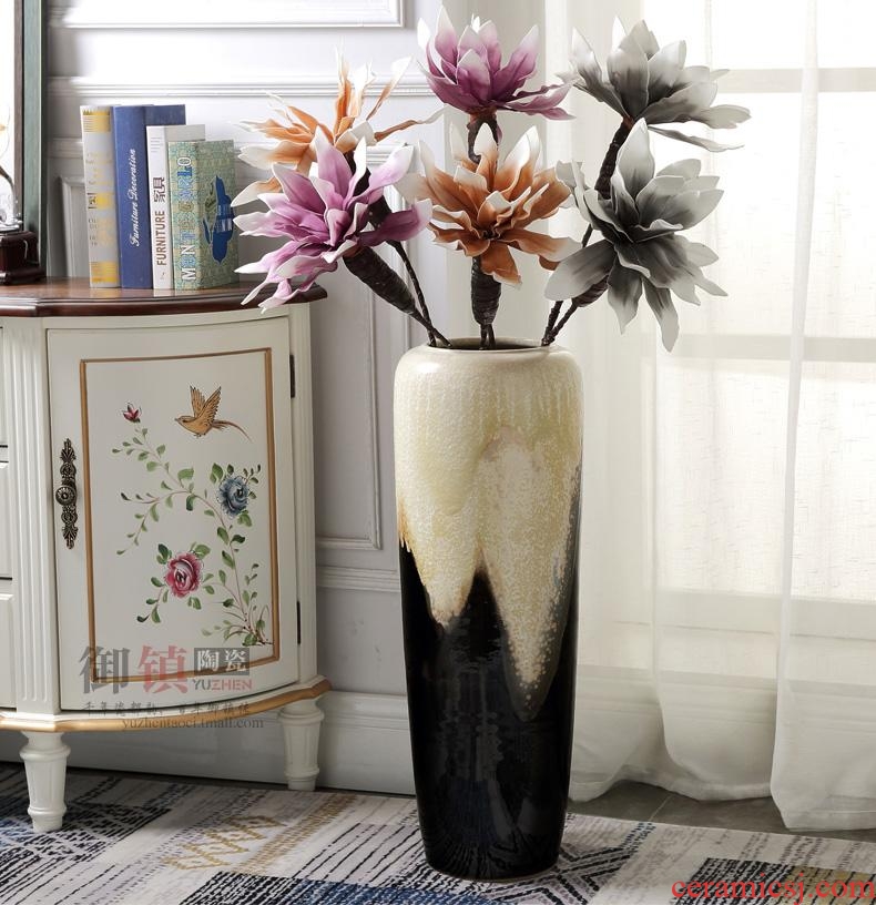European vase large landing place ceramic decoration vase dried flowers flower arrangement sitting room suit high home decoration - 555923198741