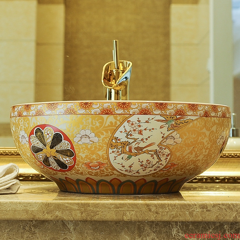 Jingdezhen ceramic stage basin circular lavatory art basin of the basin that wash a toilet lavabo European antique